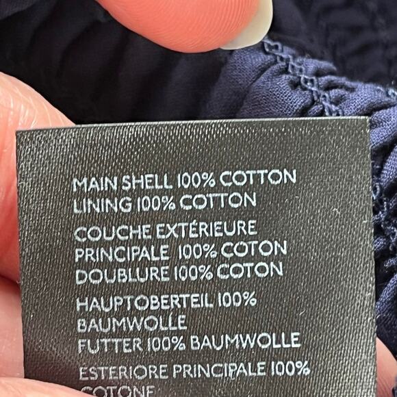 Anthropologie Maeve Bree Milkmaid Smocked Puff Sleeve Crop Top Navy Size XL - Picture 9 of 10